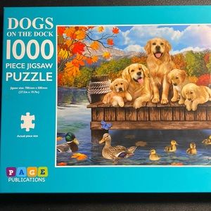 1000 piece puzzle. Dogs on the dock.